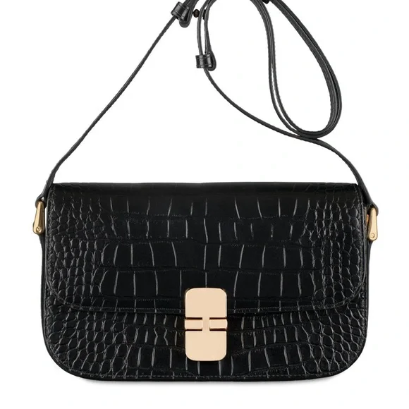 NWT APC Grace Baguette Bag in Black Croc Leather - Picture 5 of 6